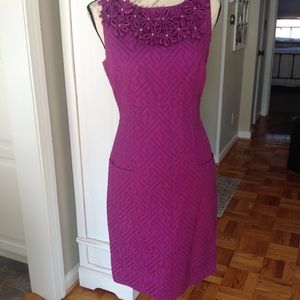 Fuchsia sheath dress with floral detail